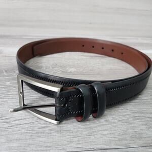 Saks Fifth Avenue Mens Black Calf Leather Italian Embossed Belt ITALY Size 40